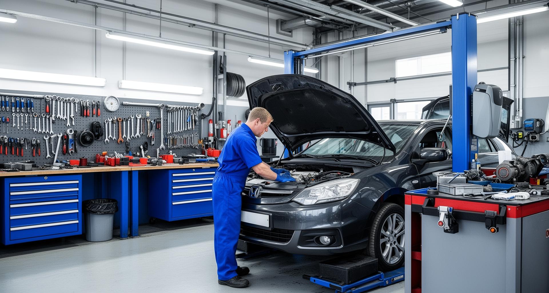 Technician performing Honda diagnostics at Beach Auto Repair in Virginia Beach