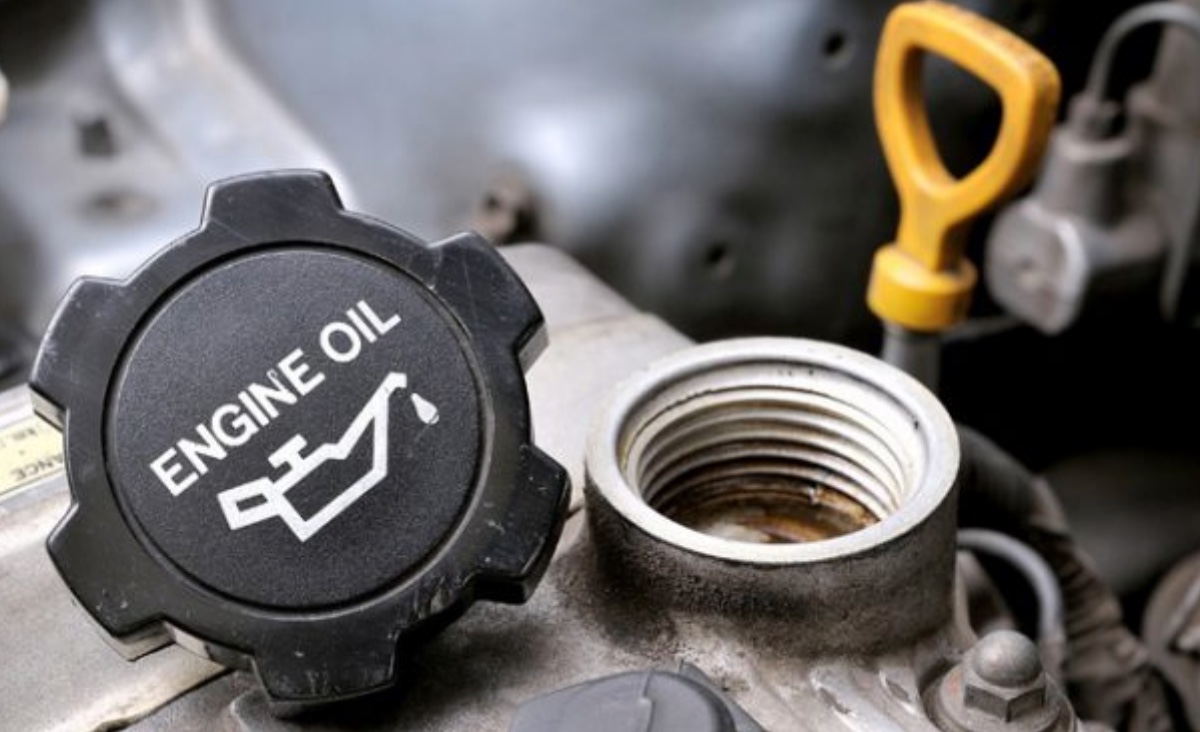 A closeup of a vehicle's oil cap