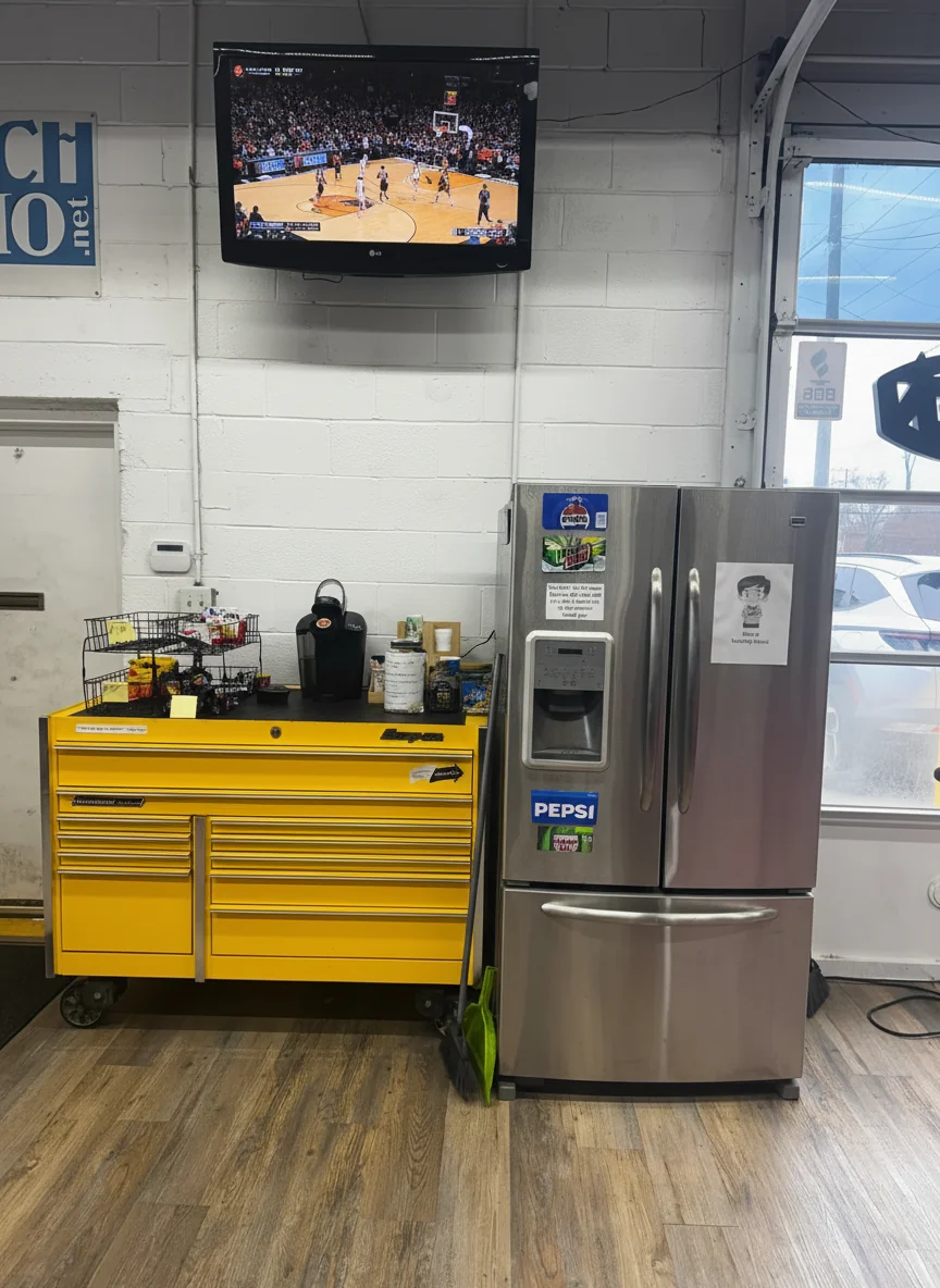 Lounge area for customers during auto repairs