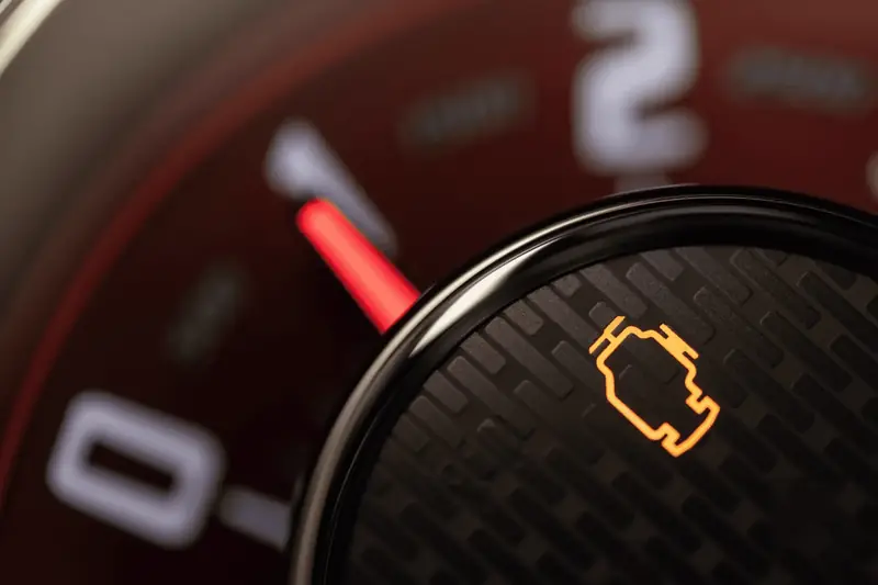 OBD-II diagnostic scanner connected to a vehicle for check engine light diagnosis